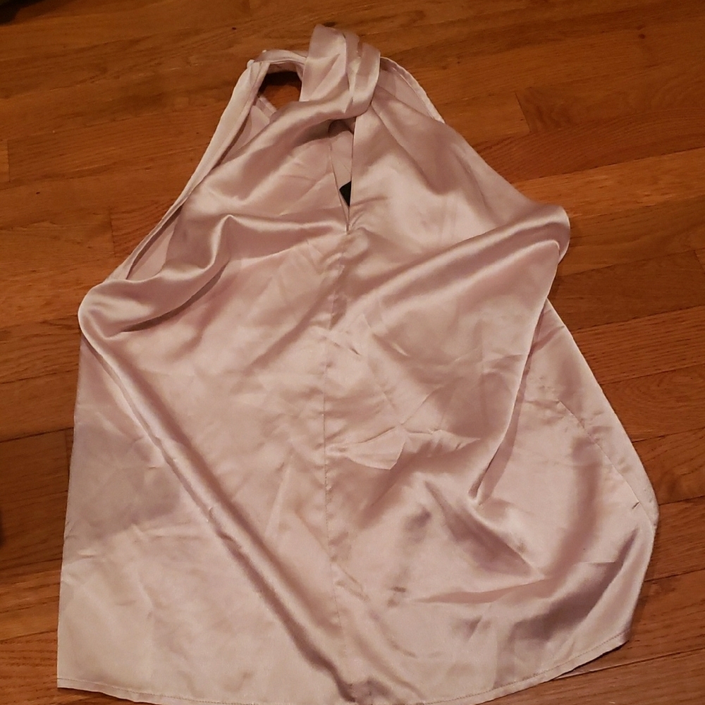 Elegant Satin Halter Blouse - Cream